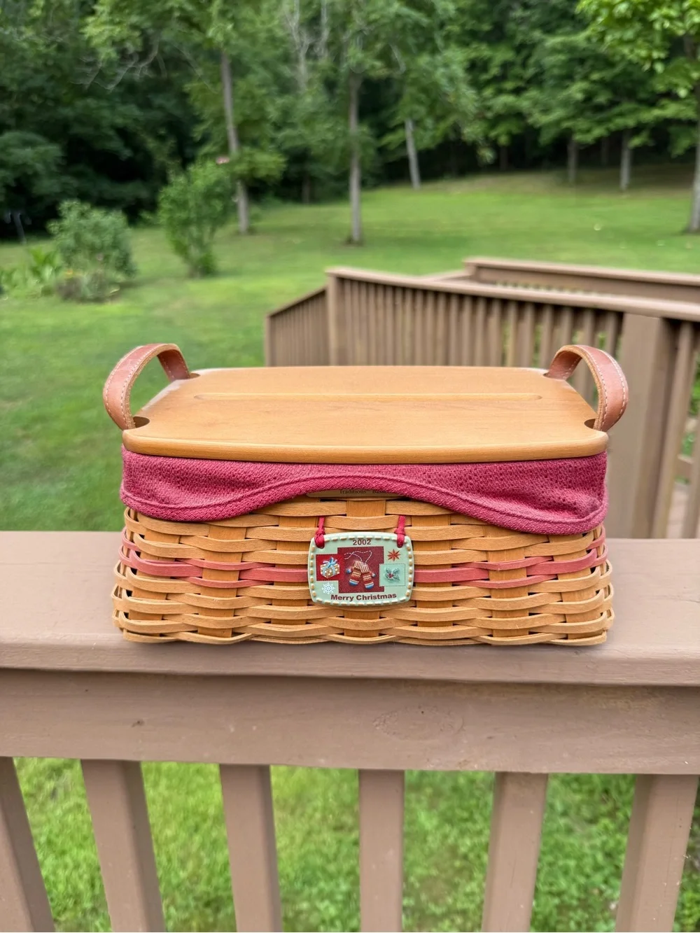 Longaberger Christmas Collection Traditions Basket w/Lid Liner Protector Tie-on